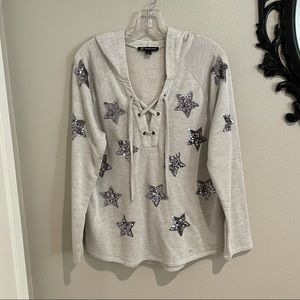 Sequins Star Hoodie Grey Large